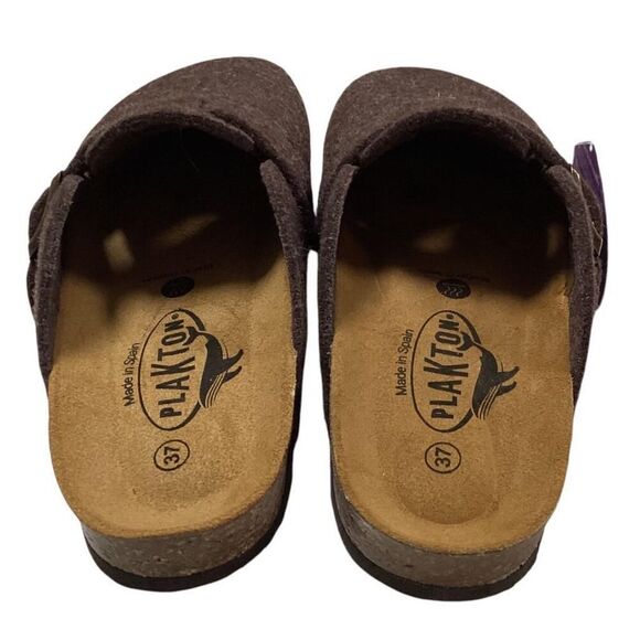 Plakton Clogs Women 6.5 37 Brown Blogg Felted Wool Cork Slip On Soft Footbed NEW - Picture 5 of 7